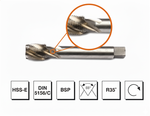Mte HSS E DIN 5156/C Whitworth Helis Makina Kılavuzu G 3/8''