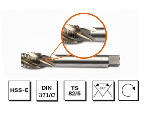 Mte HSS E DIN 371/C Metrik Hellis Makina Kılavuzu M6