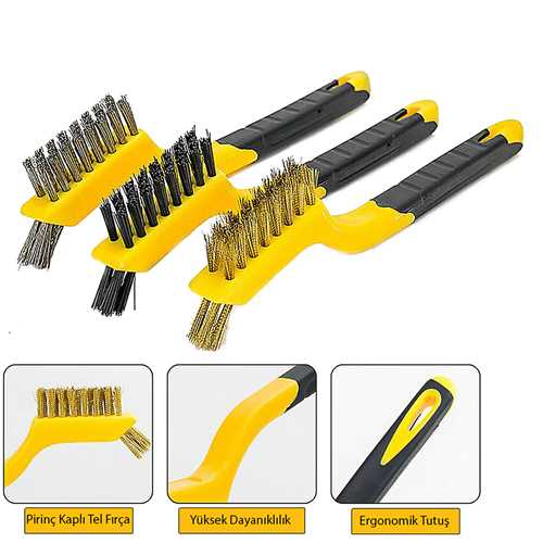 Dmax DMX4680 Çok Amaçlı Mini Tel Fırça Seti 3 Parça