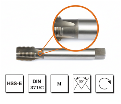 Mte HSS E DIN 371/C Metrik Makina Kılavuzu M12