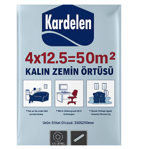 Kardelen Hışır Örtü Naylon Koruyucu Zemin ve Eşya Örtüsü 50 m²