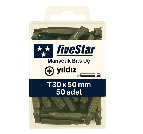 Fivestar Manyetik Torx Bits Ucu T30x50 mm
