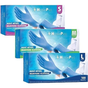 HASPET MAVİ PUDRASIZ NİTRİL MUAYENE ELDİVENİ L