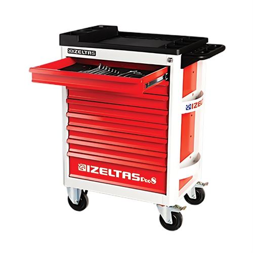 İzeltaş 8241001209 Pro Serisi Takım Dolabı 8 Çekmeceli Kırmızı 206 Parça