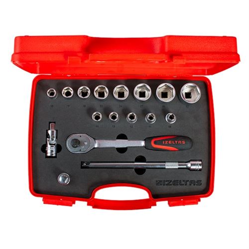 İzeltaş 1113002017 Altı Köşe Lokma Anahtar Takımı 17 Parça 1/2''