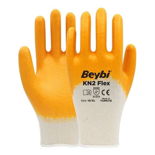 Beybi KN2 Flex Sarı Nitril İş Eldiveni No:10