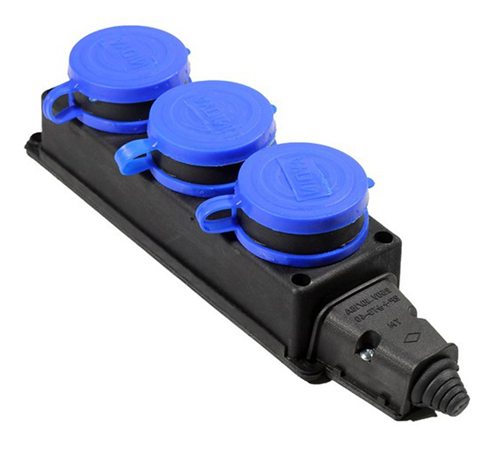 [13173] Master 505462 Monofaze Kauçuk Grup Priz 3’lü Kapaklı Endüstriyel Tip