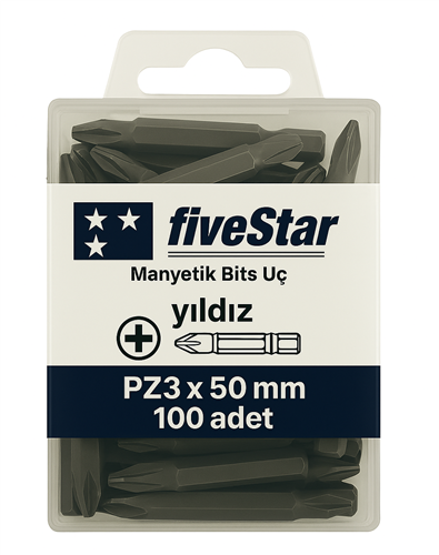 [13851] Fivestar Manyetik Yıldız Bits Ucu PZ3x50 mm