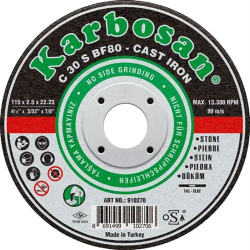 [8504] Karbosan SC Düz Metal Kesme Taşı 180x3.0x22 mm