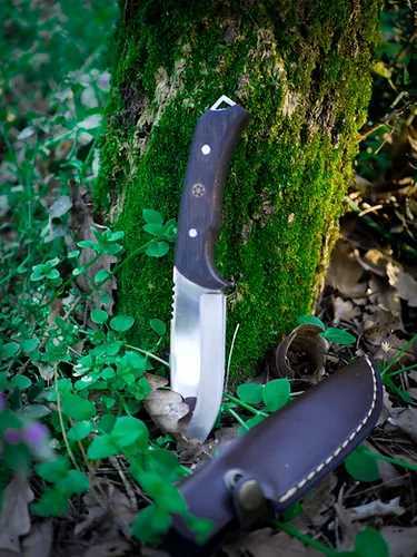 [29224] Işık Camping Bushcraft Bıçak El Yapımı Karbon Çelik Ceviz Saplı Deri Kılıflı