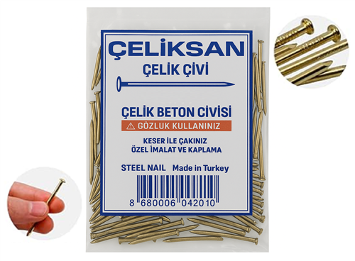 [54488] Çeliksan Sarı Kaplama Çelik Çivi 3x40 mm