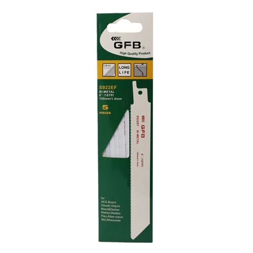 [12838] Gfb S922EF Tilki Kuyruğu Testere Bıçağı Metal Kesim 5'li Paket