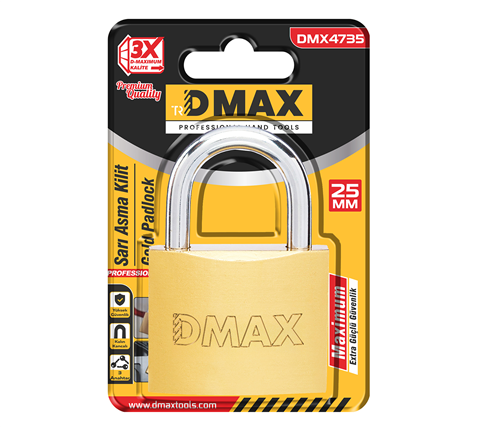[73684] Dmax DMX4739 Blisterli Sarı Asma Kilit 63 mm