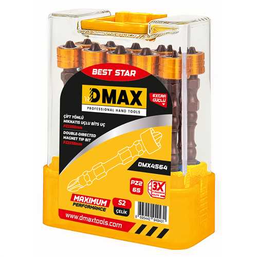 [73538] Dmax DMX4564 Çift Yönlü Mıknatıslı Pozidriv Yıldız Bits Uç Pz2x65 mm