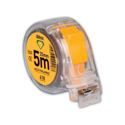 [13598] Dekor 418 Helix Şerit Metre Şeffaf Kasa Paslanmaz 5 mt 25 mm