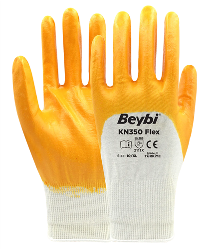[29345] Beybi KN350 Flex Sarı Nitril Eldiven No:10