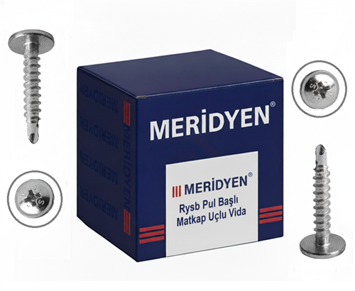 [12614] Meridyen Rysb Pul Başlı Matkap Uçlu Vida 3.9×19 mm 1000’li Paket