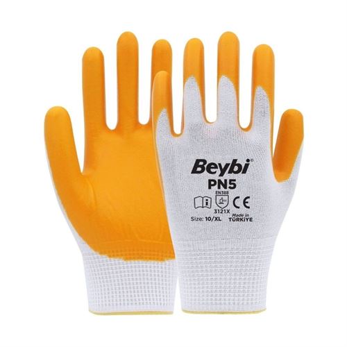 [11639] Beybi PN5 Sarı Polyester Eldiven No:10