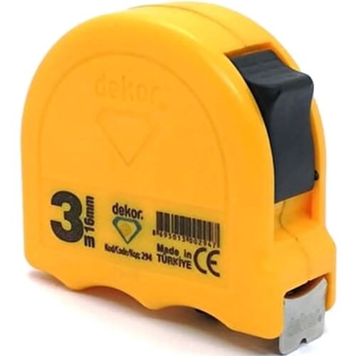 [13591] Dekor 294 Şerit Metre Sarı Kasa 3 mt 16 mm